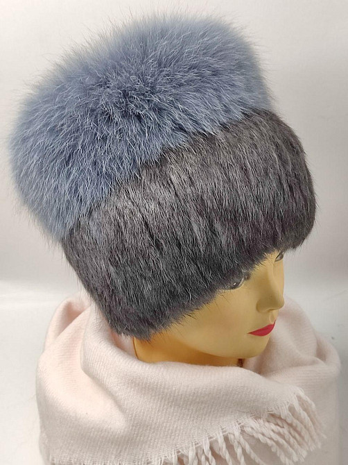 Шапка жіноча зимова хутряна з кролика Мерлін темно Графітовий Харків - фото 6