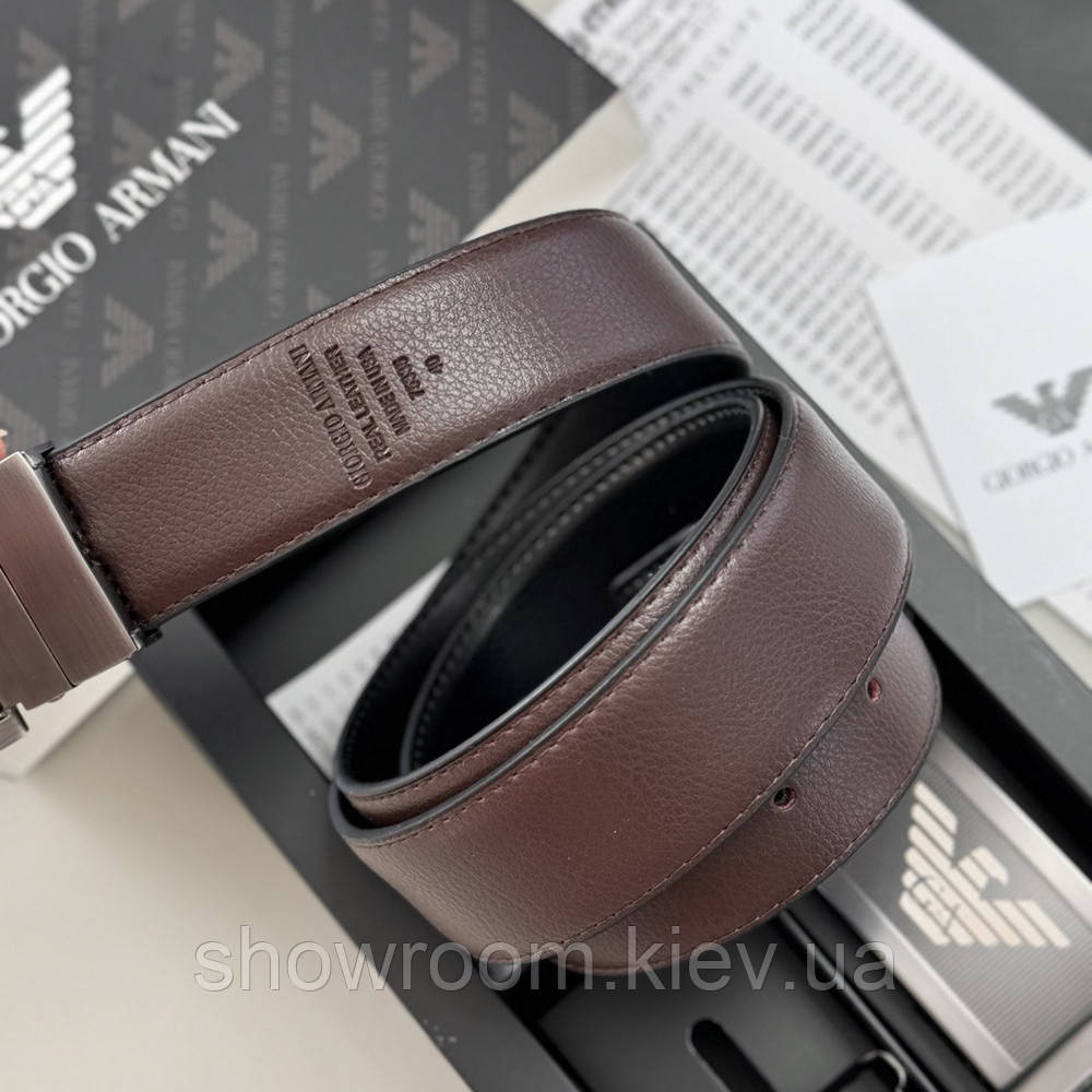 Чоловічий шкіряний ремінь із двома пряжками, подарункова упаковка GA (313) Київ - фото 2