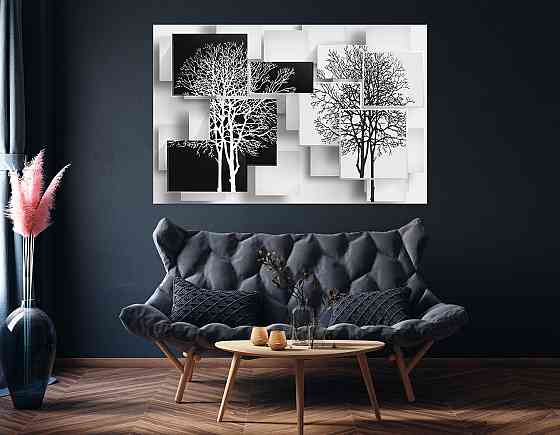 Картина холст у вітальню / спальню Чорно-білі дерева      MLP_17  ( 60х30см ) 70x140 см Київ
