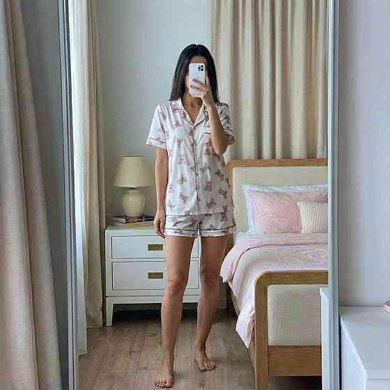 Жіноча ніжна піжама-трійка з милими ведмедиками з бавовни 48 Одеса