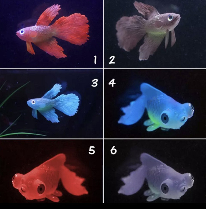 Искусственная рыбка петушок, красная, силиконовая и люминисцентная (светящая )декор в аквариум - размер 7*4 см Киев - изображение 2