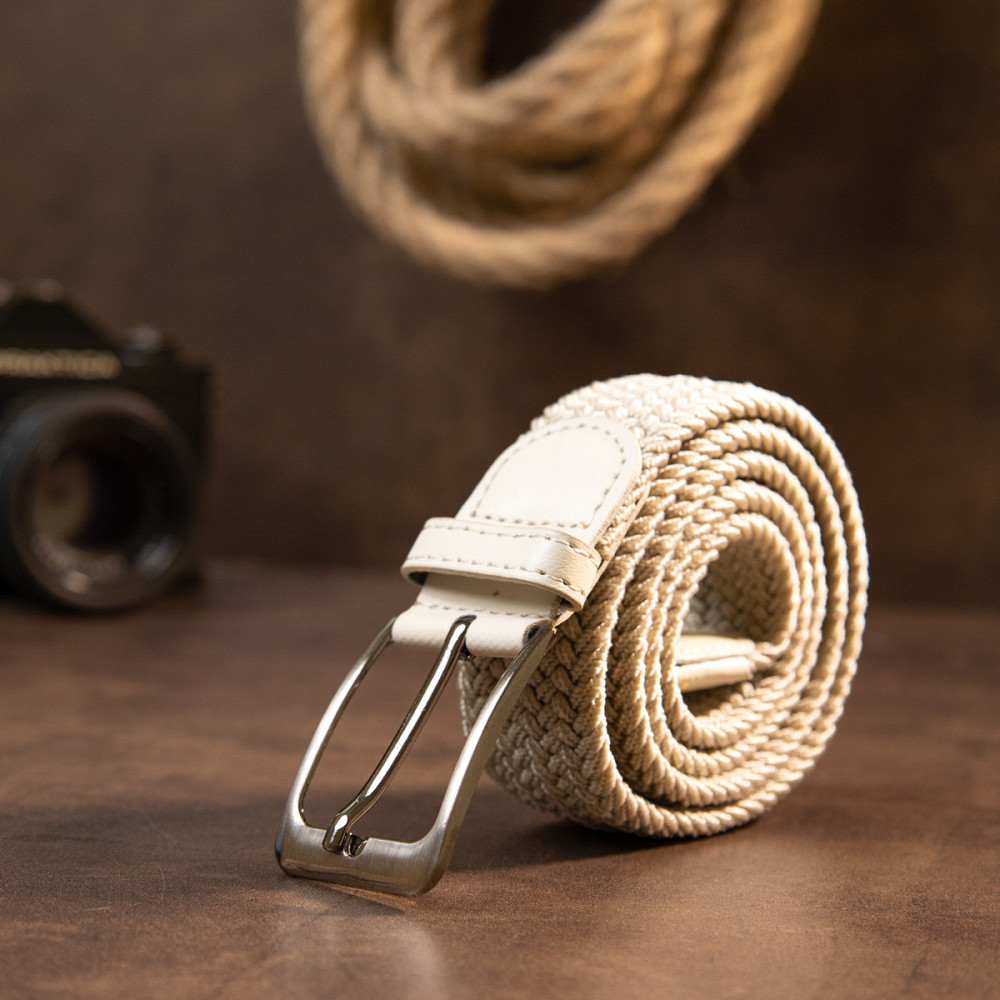 Текстильный мужской ремень классика Vintage 20528 Белый Киев - изображение 7