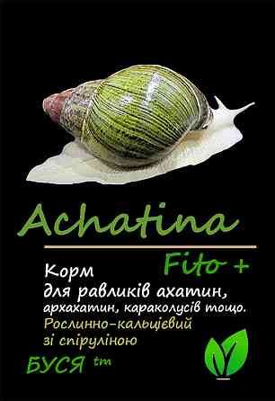 Корм для равликів рослинно-кальцієвий зі спіруліною Achatina Fito тм "Буся" - пакет 50 г Зміїв
