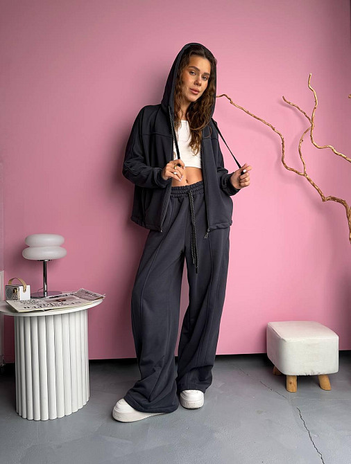 Женский стильный повседневный костюм двойка из качественной трехнитки диагональ Одесса - изображение 7