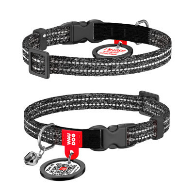 Ошейник для животных WAUDOG Re-cotton с QR паспортом, пластиковый фастекс XS серый (164211) Винница - изображение 1