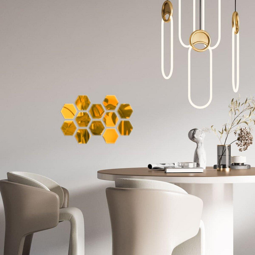 Золотой акриловый самоклеящийся зеркальный декор, 12 шт Киев - изображение 5