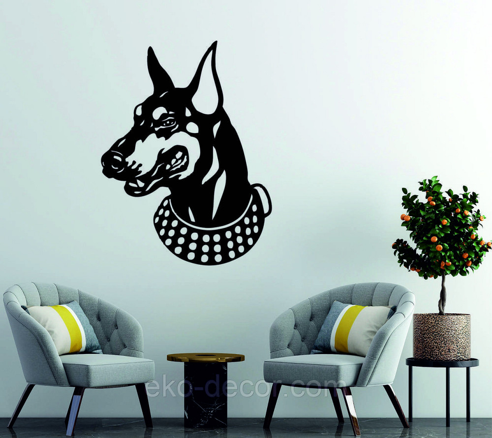Декоративное настенное Панно «Доберман», Декор на стену 90*68 см, Черный Киев - изображение 3