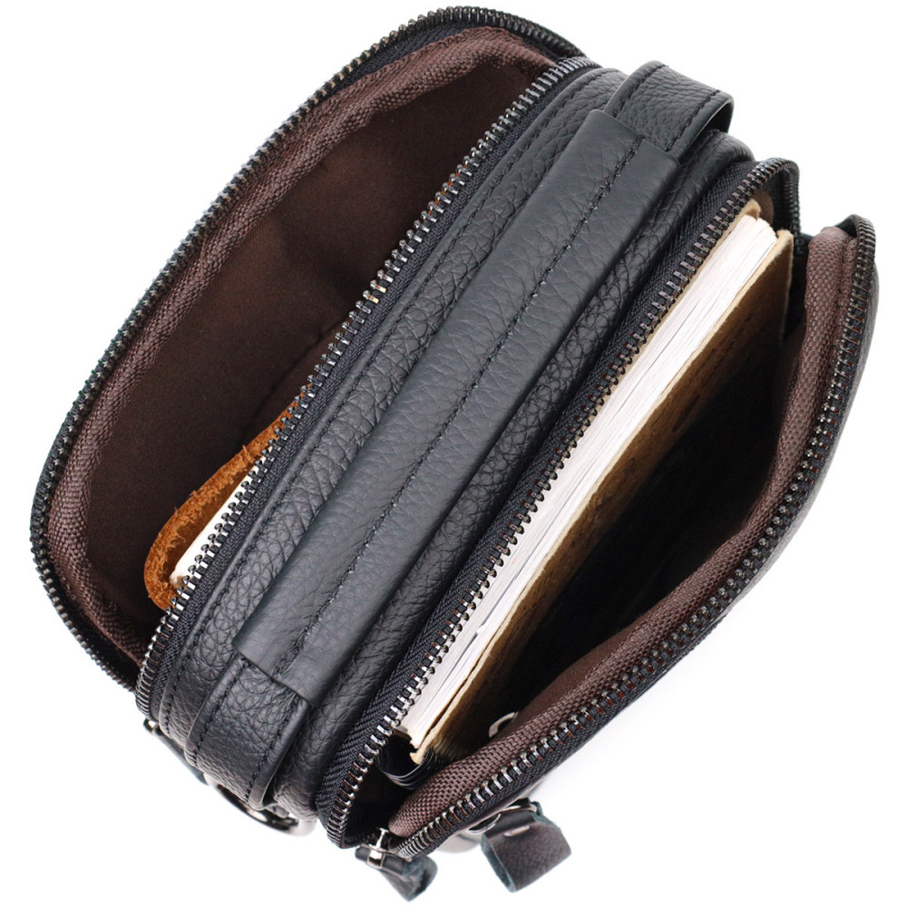 Практична чоловіча сумка на плече з натуральної шкіри Vintage 22247 Чорна Київ - фото 5