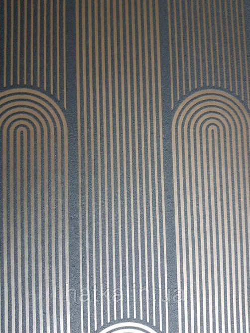 Шпалери вінілові на флізелін AS creation New-life геометрія структурні смуги напівкола золотисті чорні Київ - фото 3