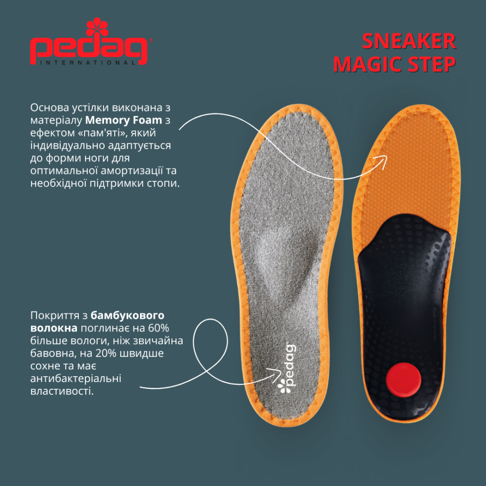 Ортопедическая каркасная стелька – супинатор для закрытой обуви SNEAKER MAGIC STEP 180 Pedag 44 Днепр - изображение 4