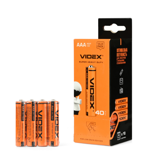 Батарейка сольова AAA/R03 (пл-4шт) Videx Житомир - фото 3
