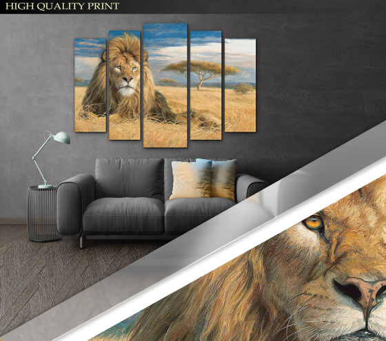 Модульна картина Африка Лев Art-271_5 ( 80х118см ) Київ
