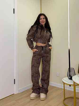 Женский теплый прогулочный костюм двойка турецкая трехнить варенка на флисе Шоколад, 42/44 Одесса