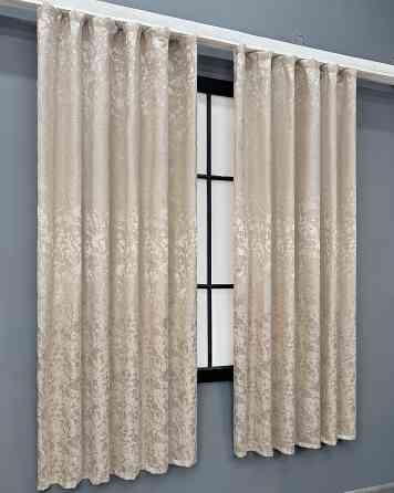Комплект коротких штор VR-Textil Льон мармур Pavliani VO № 1767ш бежевий 130х170 см 2 шт (35-0463) Київ