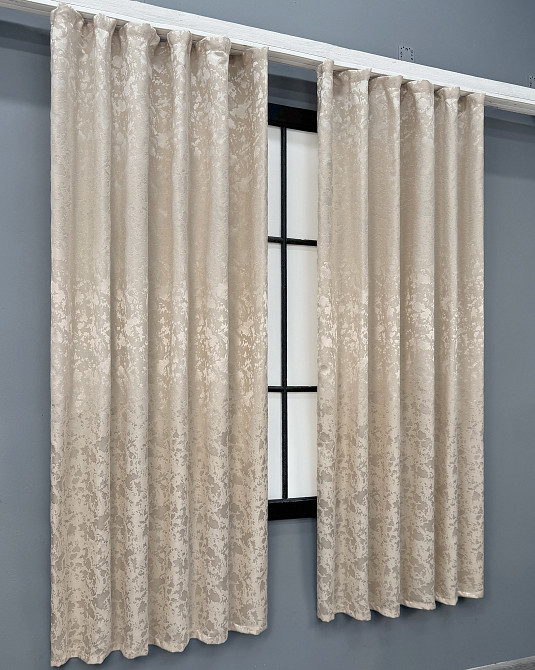 Комплект коротких штор VR-Textil Лен мрамор Pavliani VO № 1767ш бежевый 130х170 см 2 шт (35-0463) Киев - изображение 3