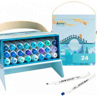 Художественный маркер Arrtx Спиртовые Alp ASM-02BU 24 цвета Синие оттенки (LC302215) Винница