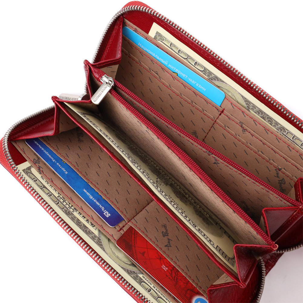 Женский кошелек на одно отделение из гладкой натуральной кожи Красный (Tony Perotti) Киев - изображение 1