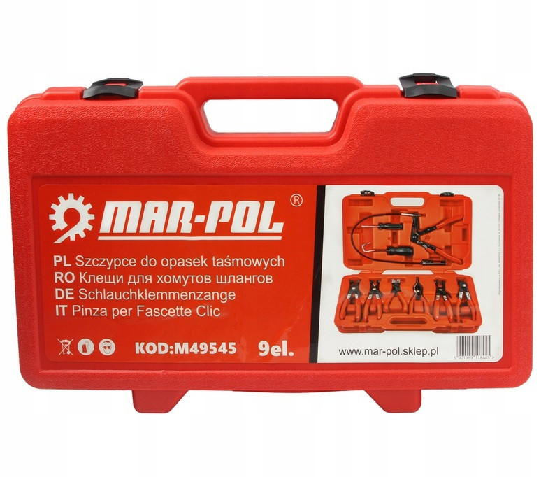 Универсальный Набор клещей для снятия хомутов 9 штук в кейсе Mar-Pol (M49545) Нововолынск - изображение 6