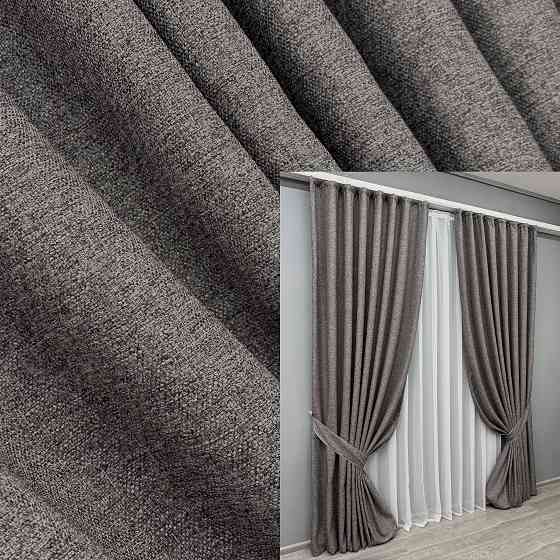 Комплект готових штор VR-Textil Льон ELEMENTA № 1868ш Сірий 130х290см 2 шт (39-0128) Київ