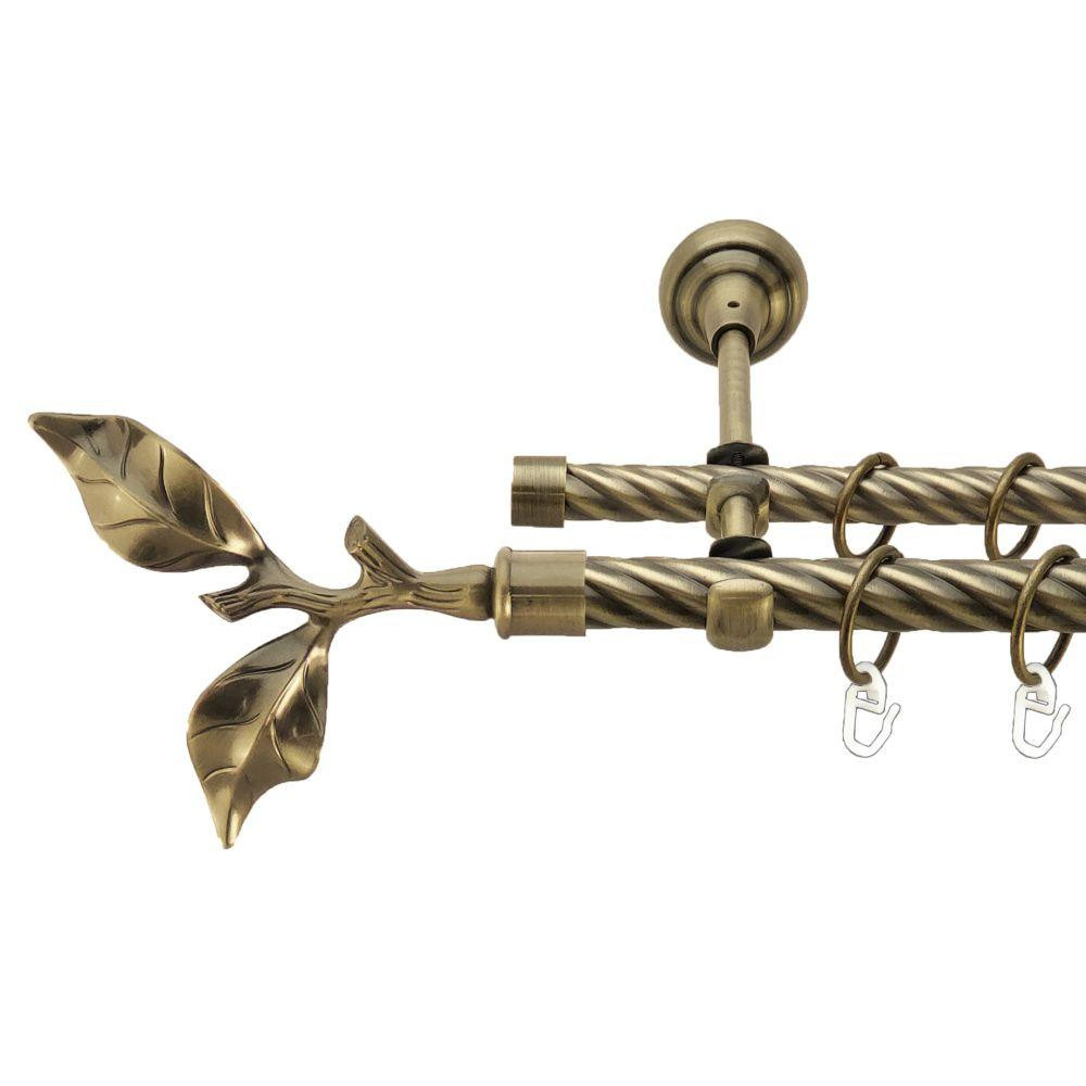 Карниз Orvit Листок Троянди металевий дворядний відкритий скручена труба кільце металеве Антик 19\16 мм 240 см (00-00022033) Львів - фото 1