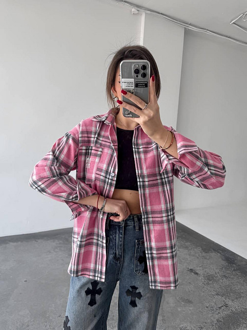 Женская рубашка в клетку (с накатом) 42-46, клетка 35 Одесса - изображение 1