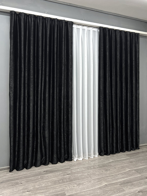 Комплект готових штор VR-Textil Софт № 2022ш Чорний 200х270 см 2шт (32-422) Київ - фото 4