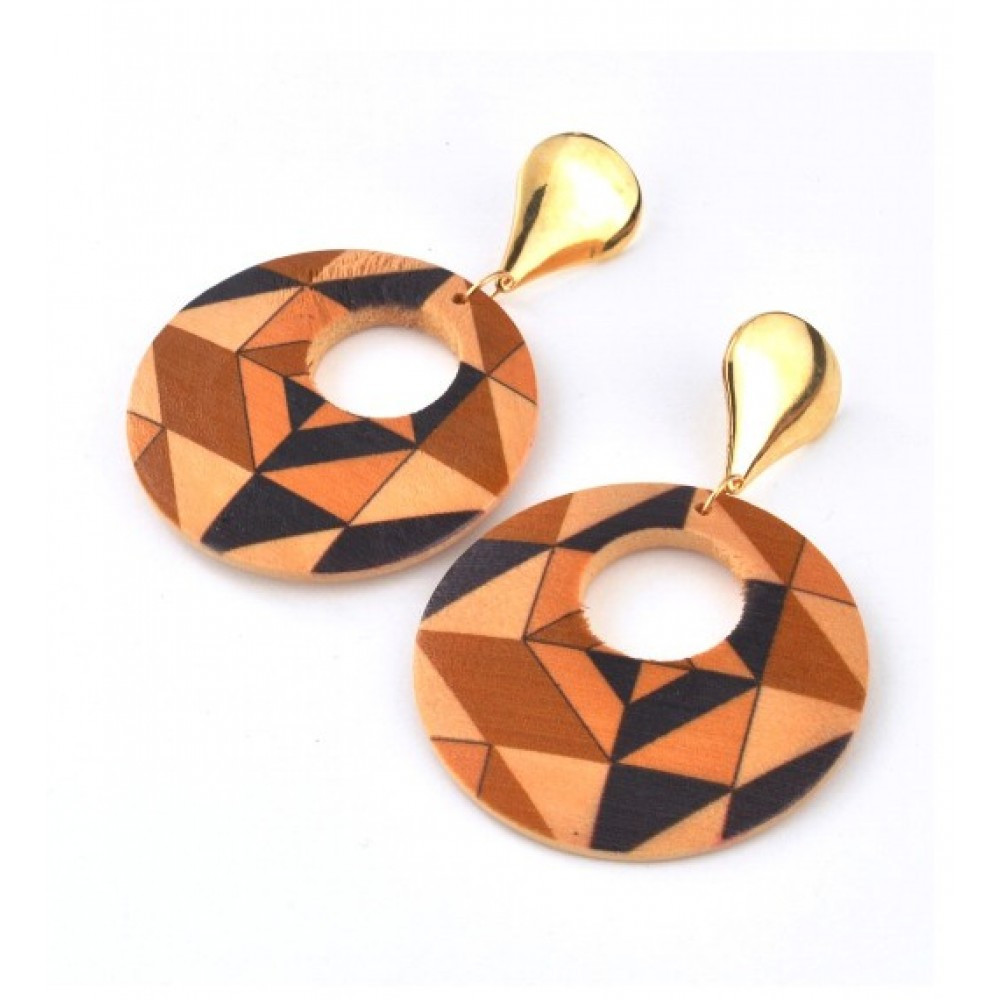 Серьги из дерева, длина 7см, Ф5см СГ3630-1 Киев - изображение 1