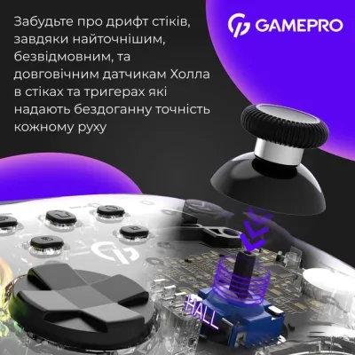 Геймпад GamePro GPX13T 2.4G/BT 5.1/USB/PC/iOS/Android RGB Transparent (GPX13T) Вінниця - фото 10