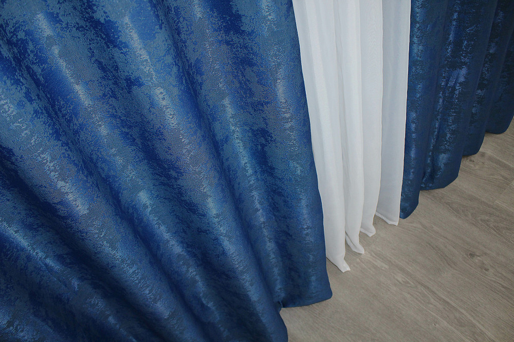 Комплект штор на люверсах VR-Textil Жакард Sultan XO № 1149ш Синій 150х250 см 2 шт (37-0091) Київ - фото 7