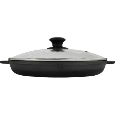 Сковорода Brizoll Monolith чавунна Гриль зі скляною кришкою 280х35 мм (M2835G-6) Винница