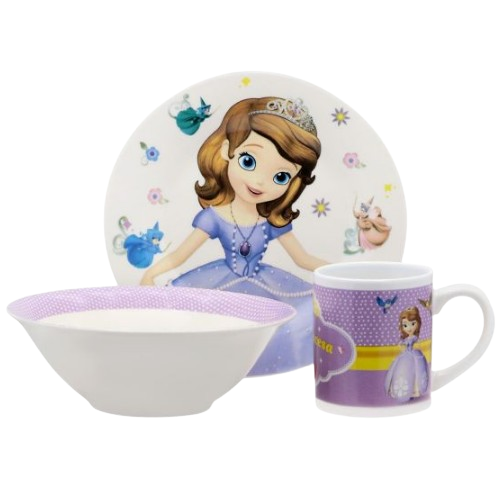 Набір дитячого посуду Принцеса Софія 3 пр.:(тарілка/миска/чашка) порцеляна TO-13 Interos Житомир - изображение 1