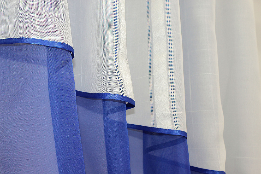 Кухонний комплект (290х170см) шторки з ламбрекеном і підхватами колір синій з бежевим 00к 59-613 Київ - фото 5