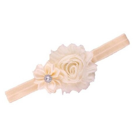 Повязочка на голову дитяча бежева - декор 9см, розмір універсальний (на резинці) Київ - фото 1