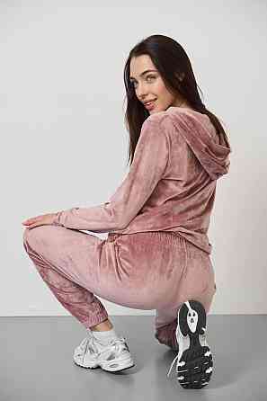 Женский велюровий костюм на змейке с капюшоном Розовый M Харьков