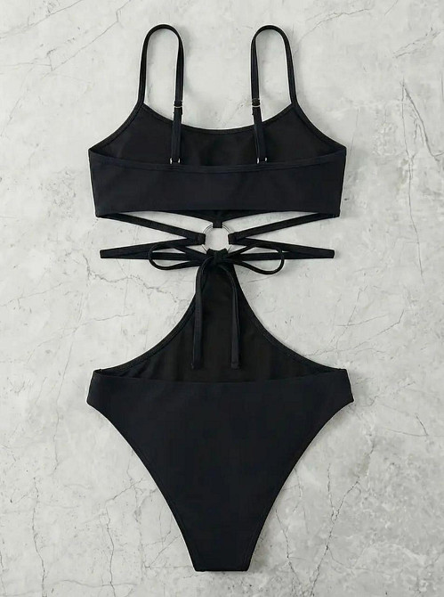 Суцільний купальник з боковими вирізами М чорний Київ - фото 6