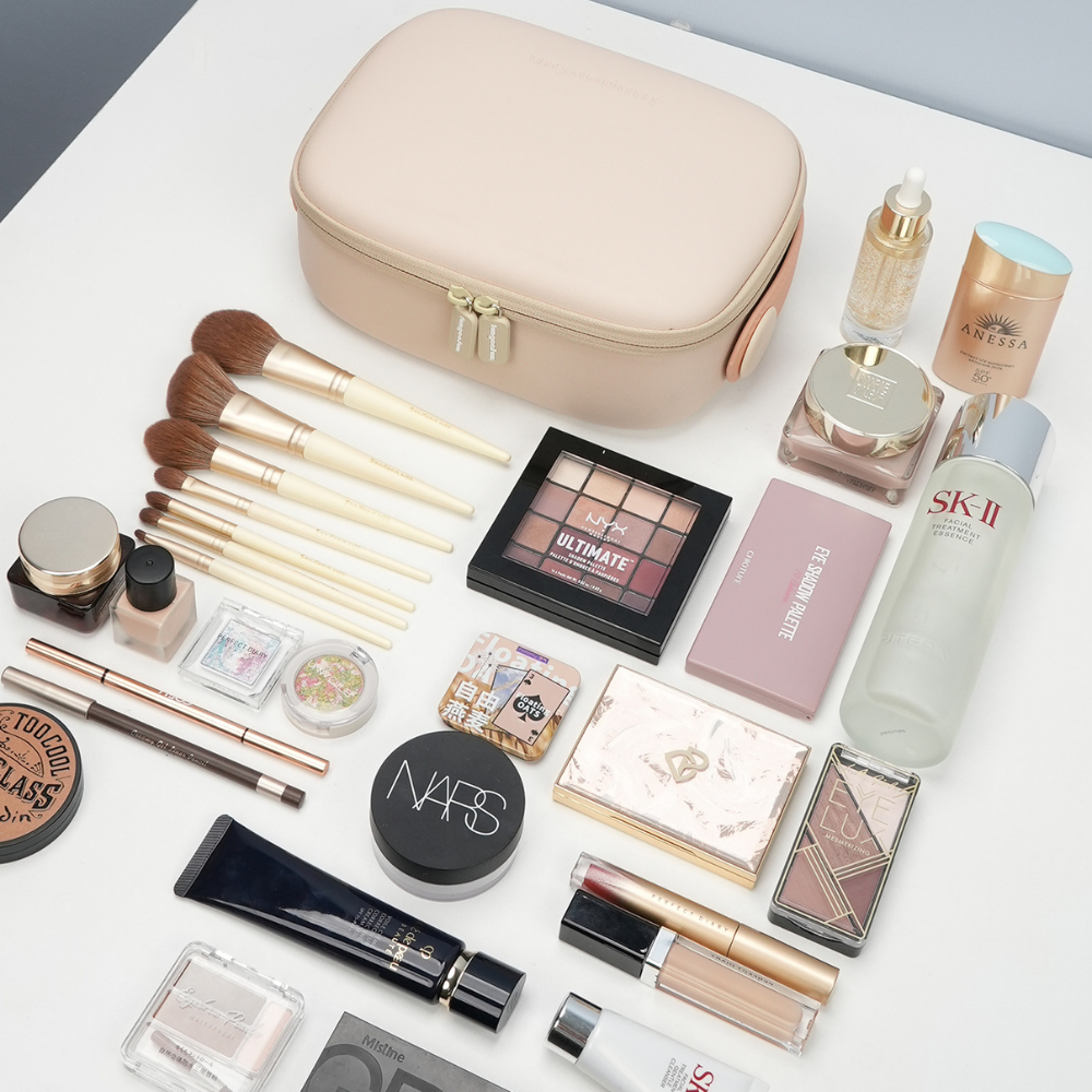 Косметичка Fungoofun силіконова б'юті-чемодан для косметики та аксесуарів, сумочка з ручкою на блискавці, бежева Кам'янець-Подільський - фото 7