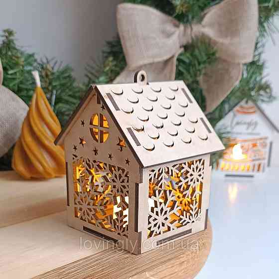 Ялинкова прикраса з LED підсвіткою у вигляді будиночку 10см Ірпінь