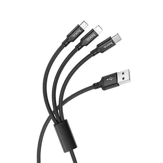 Кабель HOCO X14 3-in-1 Times speed charging cable iP+Micro+Type-C Black Київ