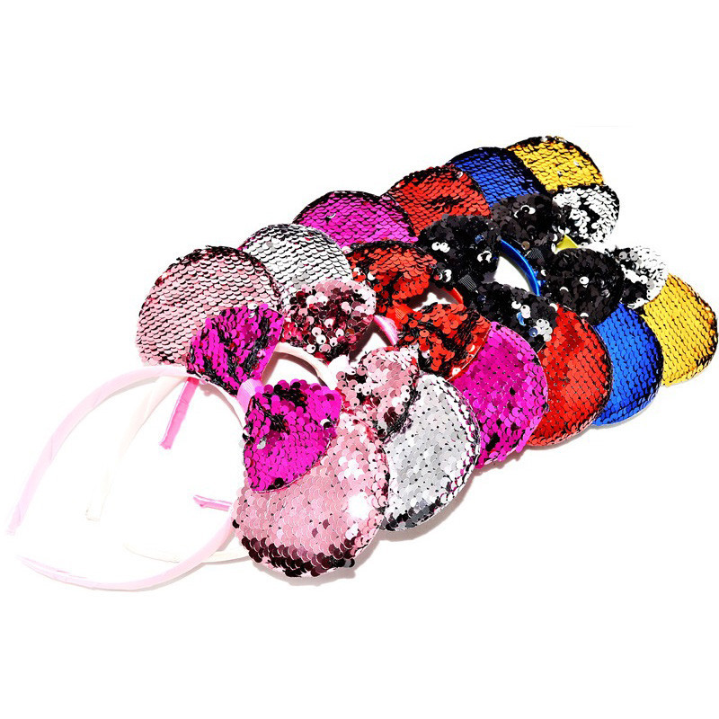 Набір обідків для волосся "Міккі" 0106-264 вушка в паєтках, 6 штук Вінниця - фото 1