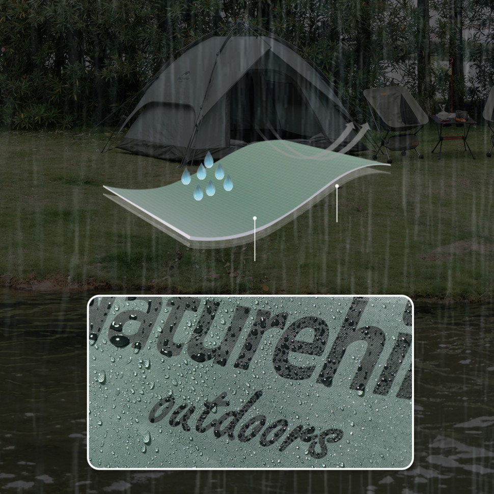 Намет тримісний автоматичний Naturehike NH21ZP008, оливково-зелений Київ - фото 8