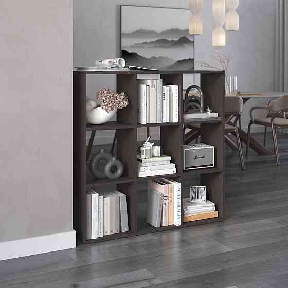 Стеллаж VAYS M-20 Венге Темный, книжная полка с 9 ячейками, ЛДСП, 108×29×108 см - для дома, офиса, детской или гостиной Львов