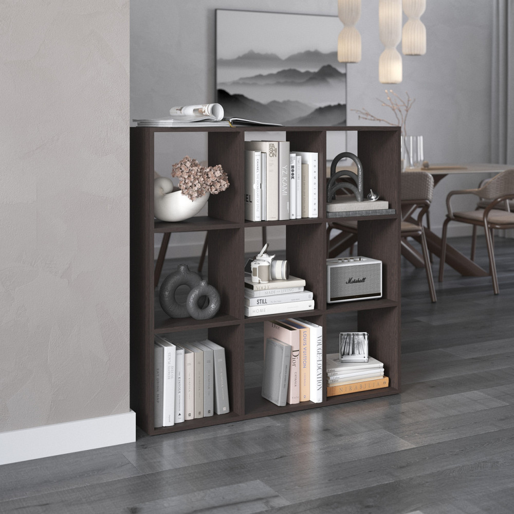 Стеллаж VAYS M-20 Венге Темный, книжная полка с 9 ячейками, ЛДСП, 108×29×108 см - для дома, офиса, детской или гостиной Львов - изображение 2