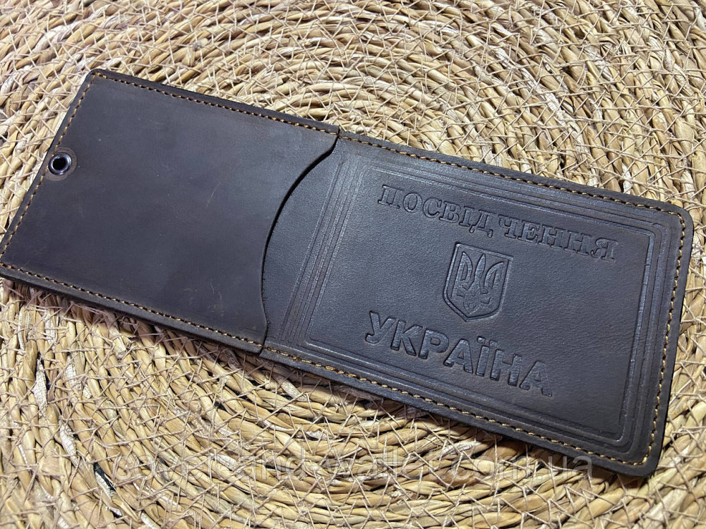 Універсальна обкладинка "Посвяченя Україна" з кишенею з натуральної шкіри Crazy Horse Коричневий Київ - фото 5