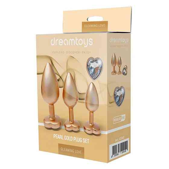 Набір із трьох анальних пробок Dream Toys Gleaming Love, розміри S, M, L, перламутрово-золоті Sex Aura Київ