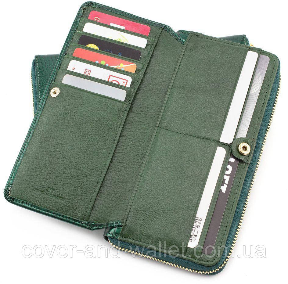 Модний лаковий жіночий гаманець на блискавці зеленого кольору ST S7001A Київ - фото 4