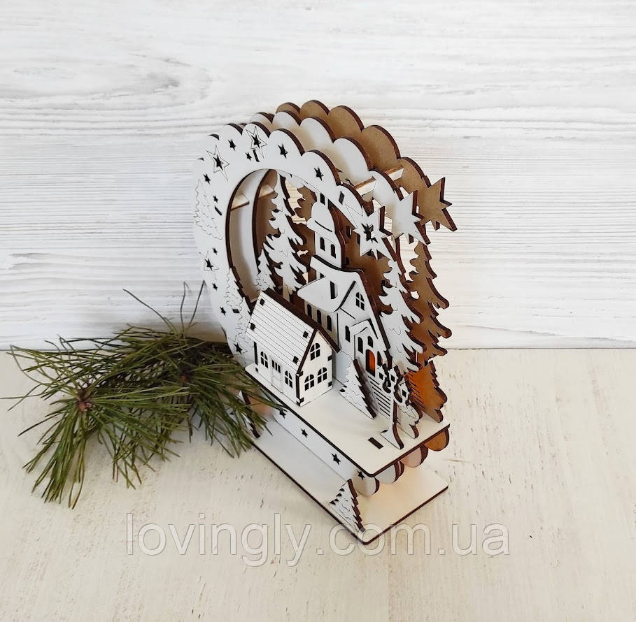 Новорічний та різдвяний декор, нічник - інсталяція "Зимова ніч" 23 см Ірпінь - фото 7