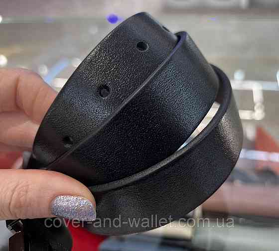 Женский ремень из итальянской кожи черного цвета с квадратной пряжкой 30 мм PS Leather Киев