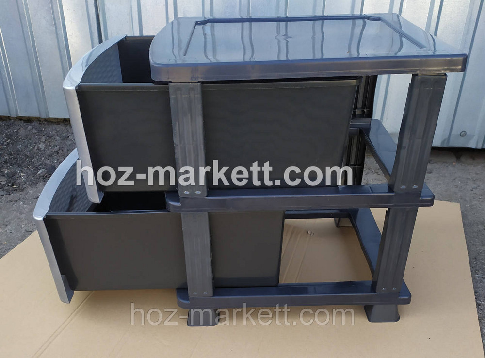 Комод пластиковый тумбочка на 2 ящика серый Харьков - изображение 4