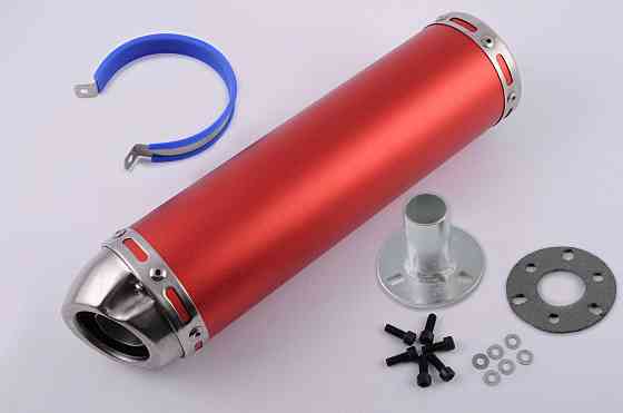 Глушник (тюнінг) 300 * 90mm, кріп. Ø48mm (нержавіюча сталь, червоний, прямоток, mod:10) Київ