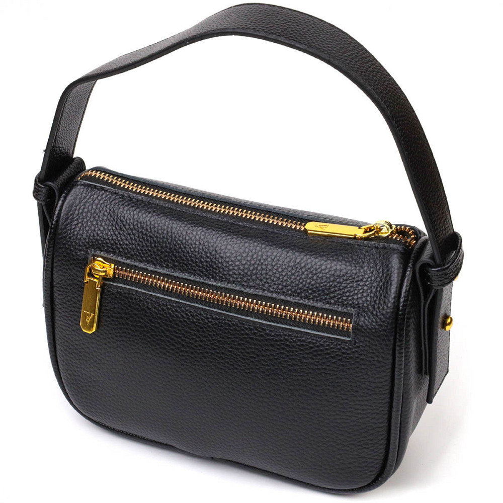 Современная сумка на плечо кросс-боди из натуральной кожи 22127 Vintage Черная Киев - изображение 2